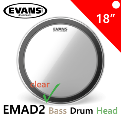 EVANS EMAD2  투명 더블 베이스 드럼 헤드 18인치